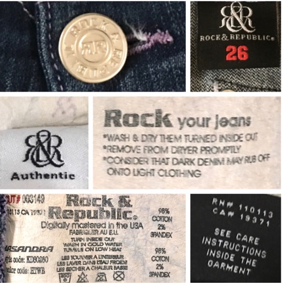 [PRE-OWNED] ROCK & REPUBLIC Kasandra Women’s Premium Denim Jeans, Blue, Size 26 - Picture 5 of 8